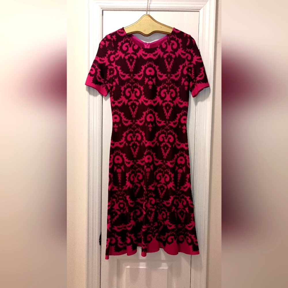 ST.JOHN Fushia Black A-Line Dress size 6